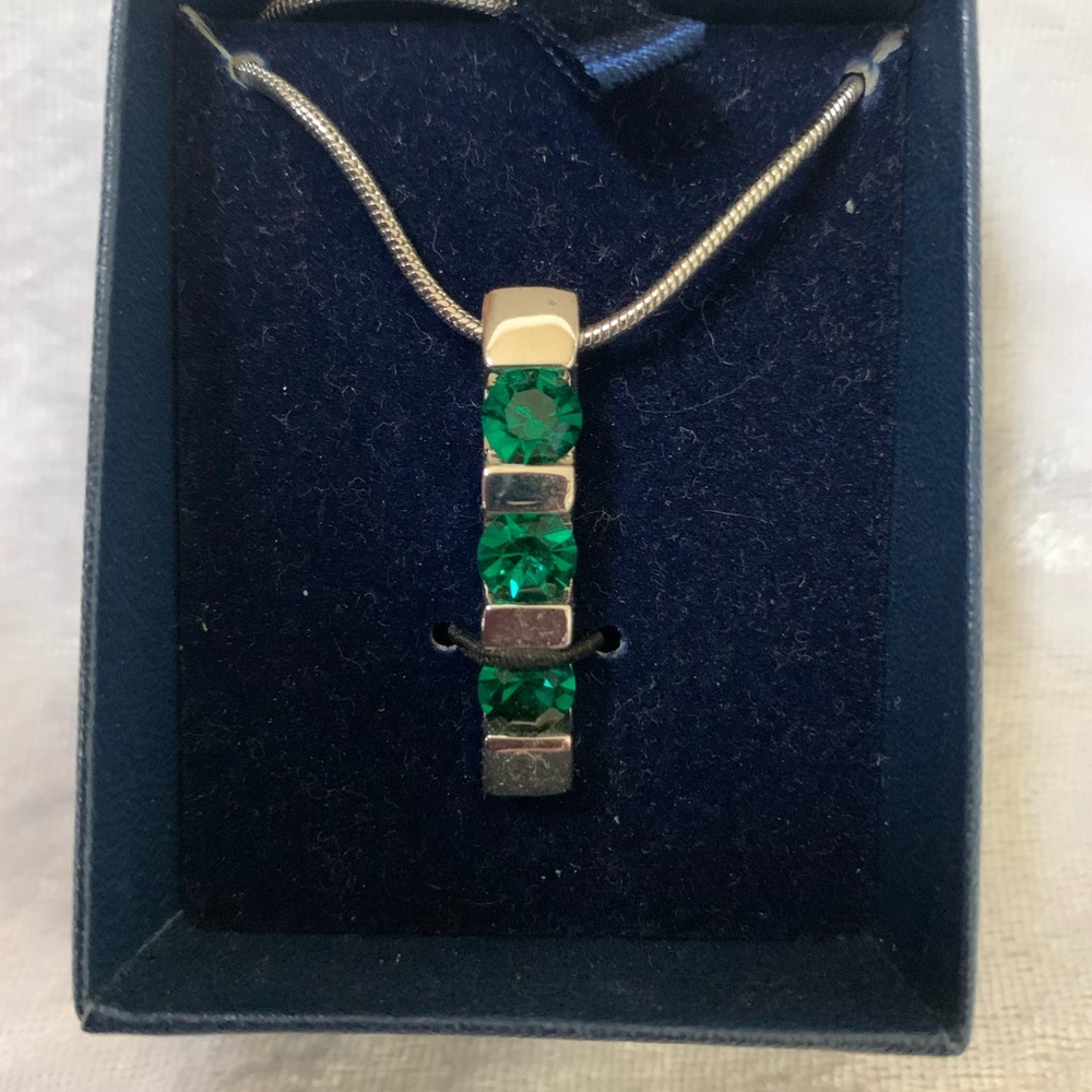 Personal Accent Triple Stone Emerald Necklace